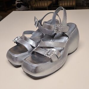 Free People Silver Platform Sandals